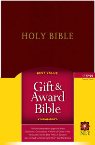 NLT Gift & Award Bible-Burgundy Imitation Leather