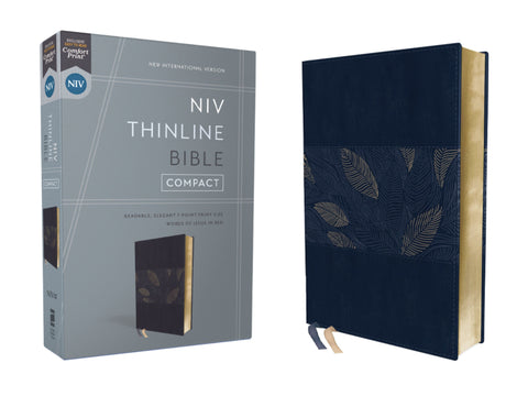 NIV Thinline Bible/Compact (Comfort Print)-Blue Floral Leathersoft