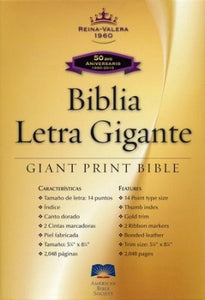 (Spanish Edition) RVR 1960 Giant Print Bible: Large Readable Text with Concordance and End-of-Verse References (Black Imitation Leather Indexed Edition)