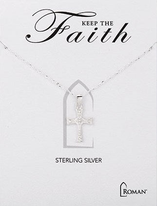 Necklace-Cross-Pave (18") (Carded)
