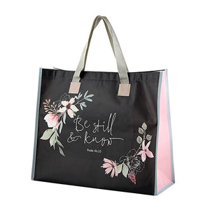 Tote Bag-Be Still & Know (16"" X 13.25"" W/7"" Gusset)-Nylon