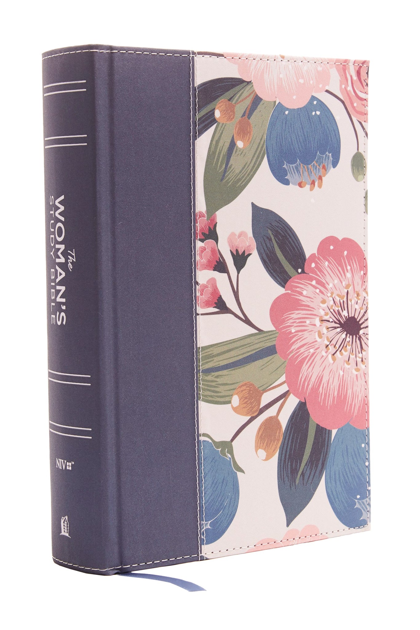 NIV Woman's Study Bible (Full-Color)-Blue/Floral Cloth Over Board