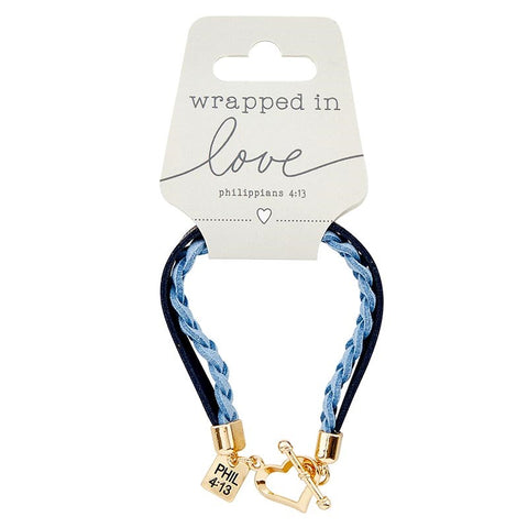 Bracelet-Wrapped In Love w/Heart Clasp-Dark Blue