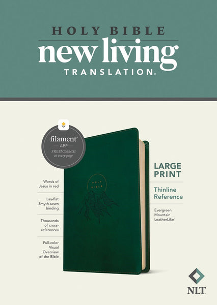 NLT Large Print Thinline Reference Bible Filament Enabled Edition-Evergreen Mountain LeatherLike