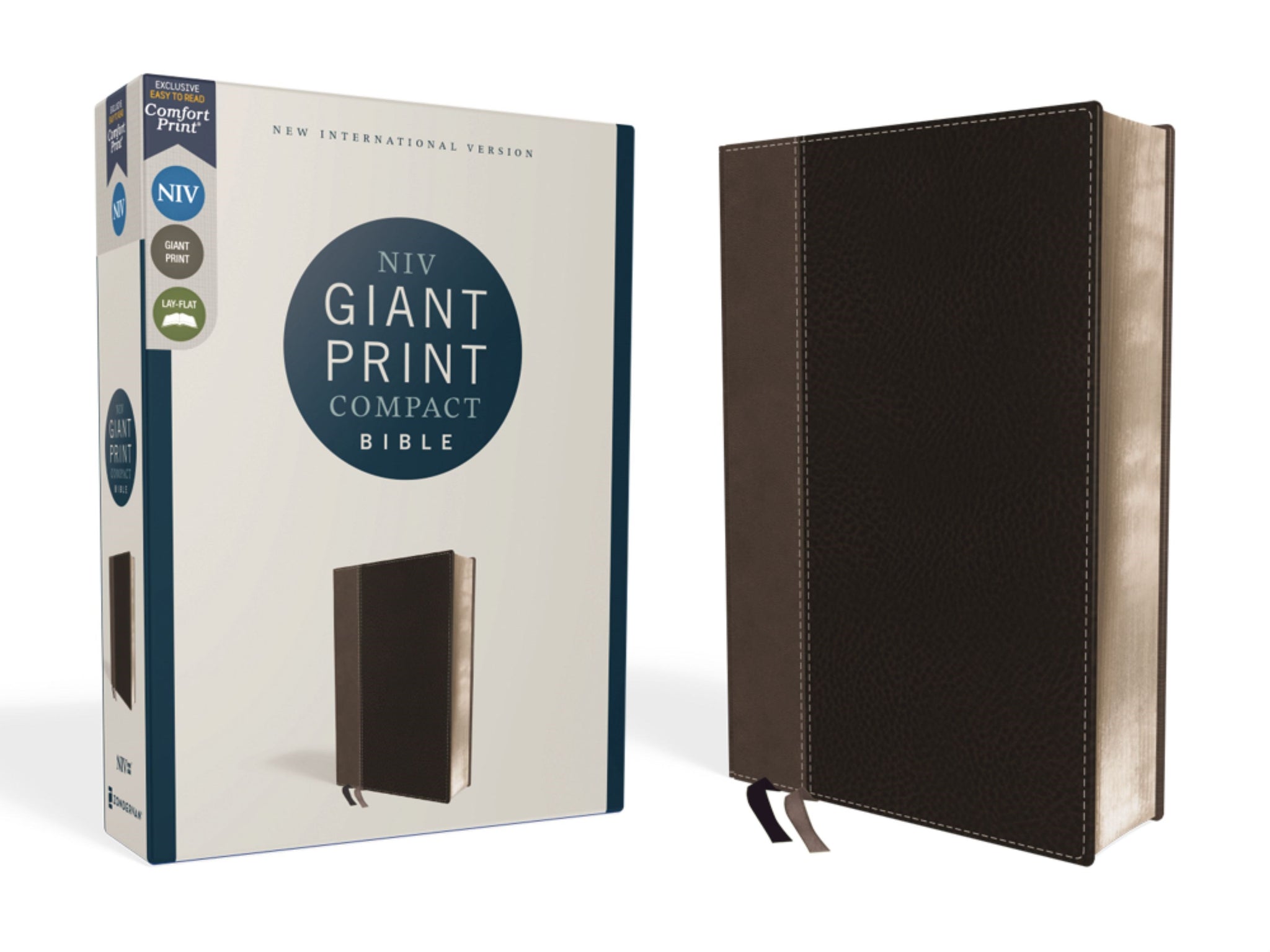 NIV Giant Print Compact Bible (Comfort Print)-Black Leathersoft