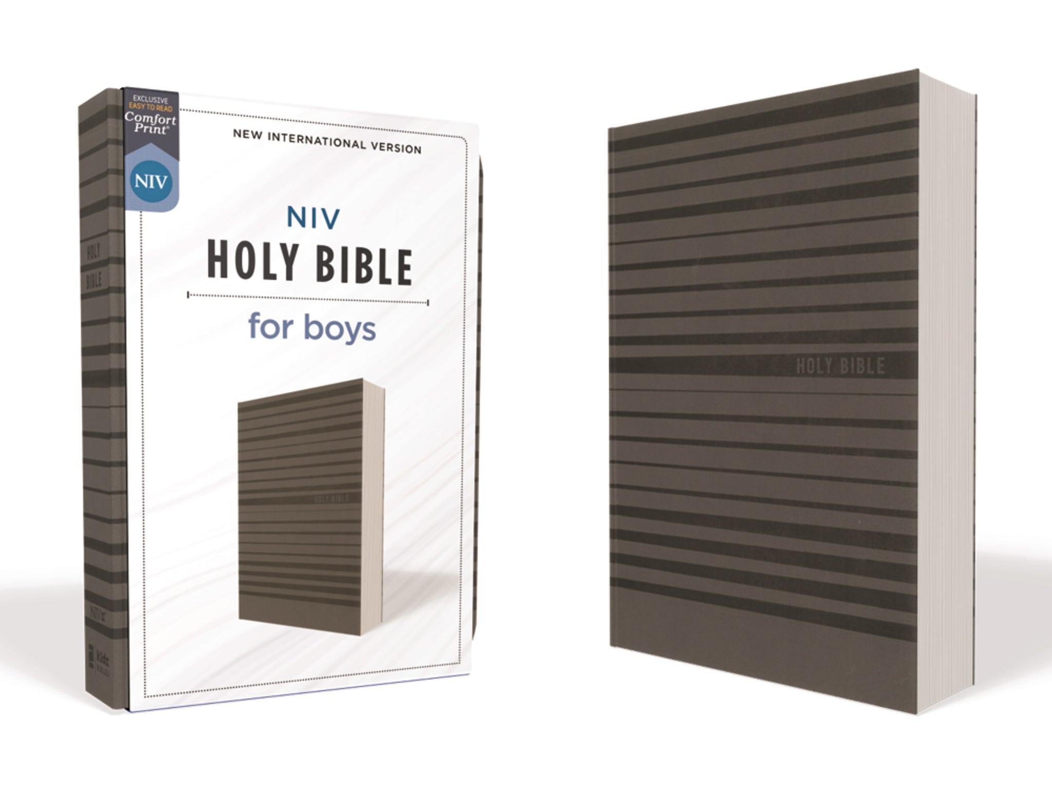 NIV Holy Bible For Boys/Soft Touch Edition (Comfort Print)-Gray Leathersoft