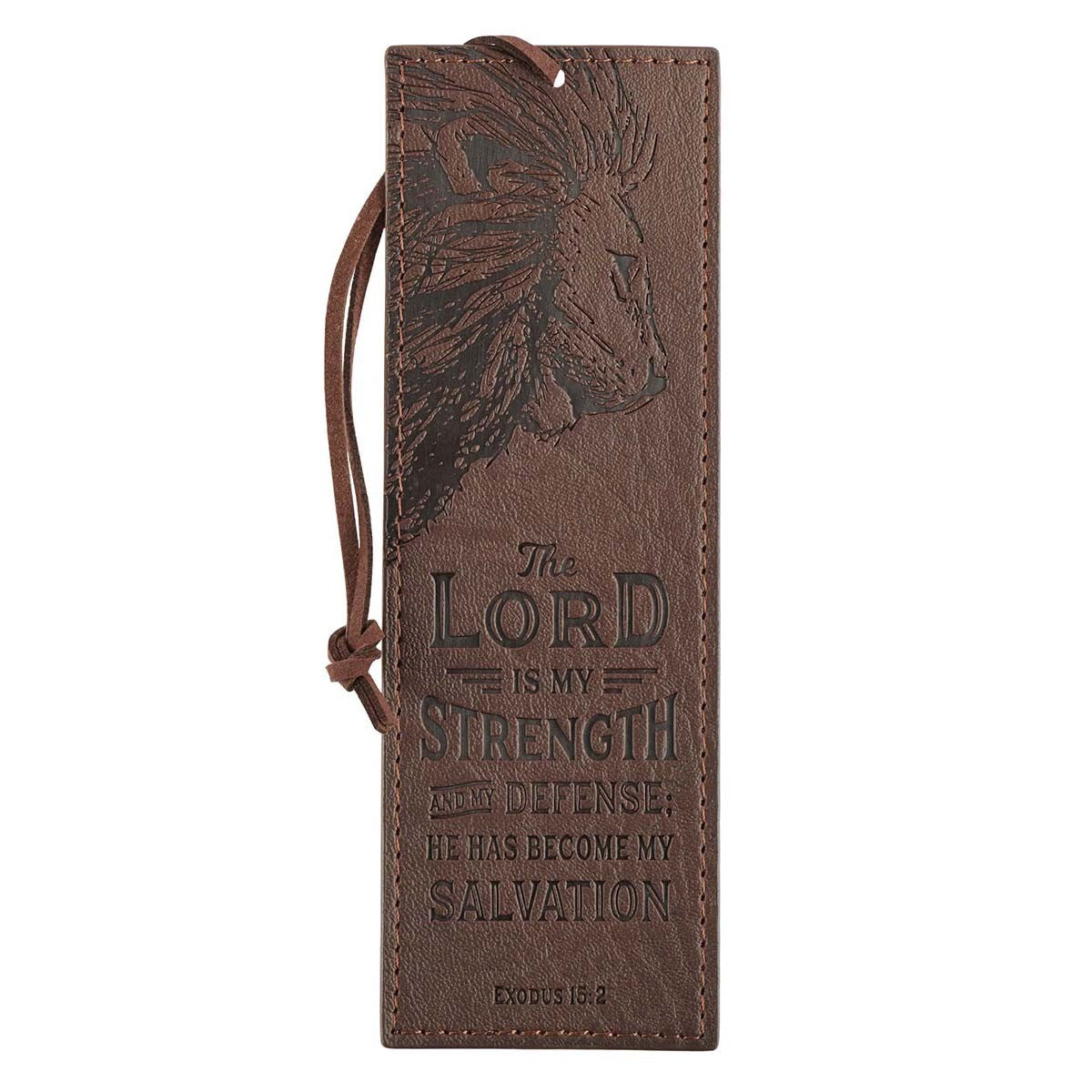 Bookmark-Faux Leather-The Lord Is My Strength Exodus 15:2