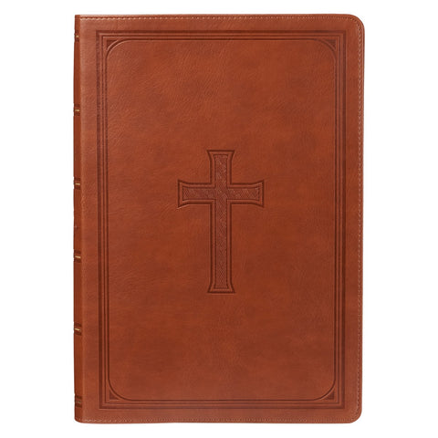 KJV Super Giant Print Bible-Tan Faux Leather