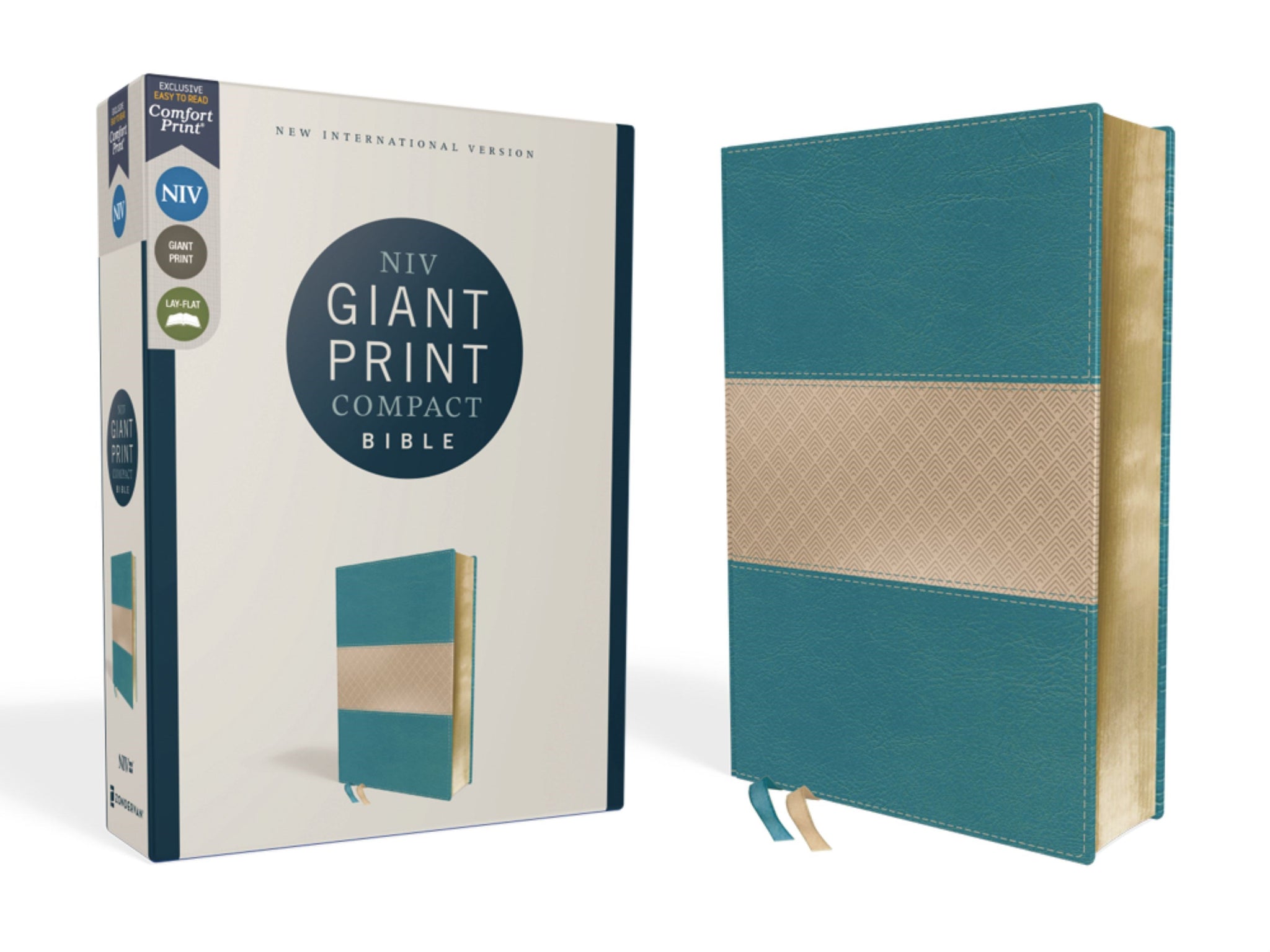 NIV Giant Print Compact Bible (Comfort Print)-Teal Leathersoft