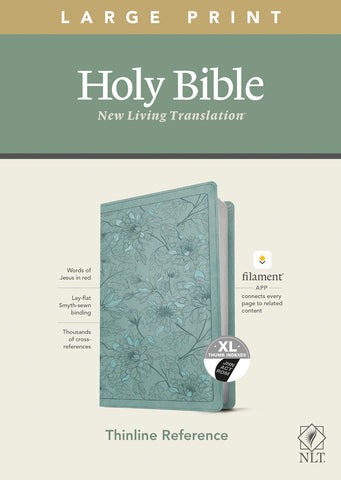 NLT Large Print Thinline Reference Bible/Filament Enabled Edition-Teal Floral LeatherLike Indexed