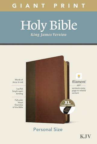 KJV Personal Size Giant Print Bible/Filament Enabled-Brown/Mahogany LeatherLike Indexed