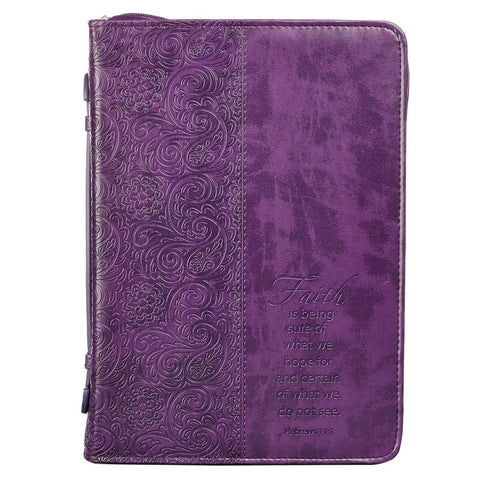 Bible Cover-Trendy Luxleather-Faith-XLG-Purple