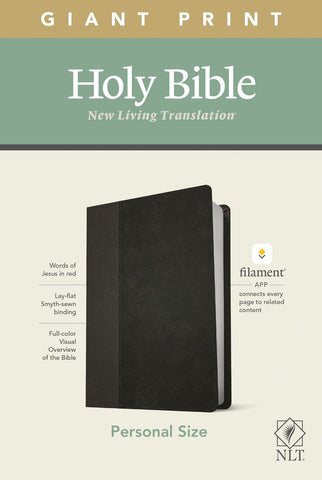 NLT Personal Size Giant Print Bible/Filament Enabled-Black/Onyx LeatherLike