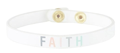 Bracelet-Simply Faith Leather w/Adjustable Snaps-Faith