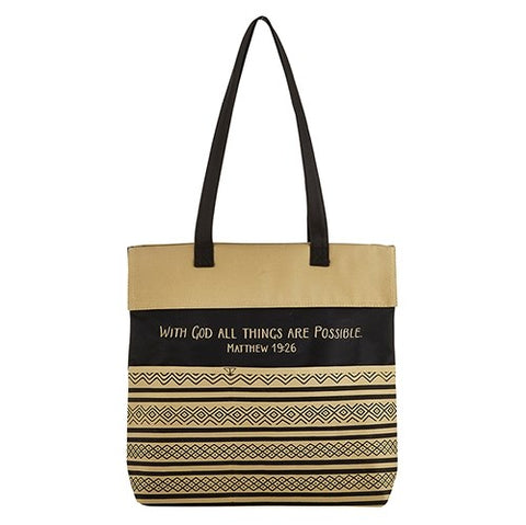 Tote Bag-With God All Things Are Possible-Matthew 19:26 (13.5"" X 14""/3.5"" Gusset)-Canvas