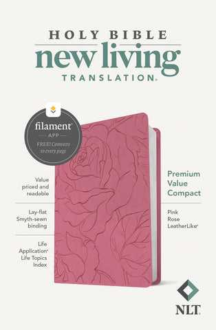 NLT Premium Value Compact Bible Filament Enabled-Pink Rose LeatherLike