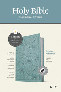 KJV Thinline Reference Bible Filament Enabled Edition-Floral Leaf Teal LeatherLike Indexed