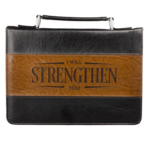 Bible Cover-Classic/Strength-Black/Brown-LRG