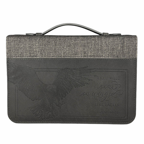 Bible Cover-They Will Soar On Wings Of Eagles-Grey-XLG