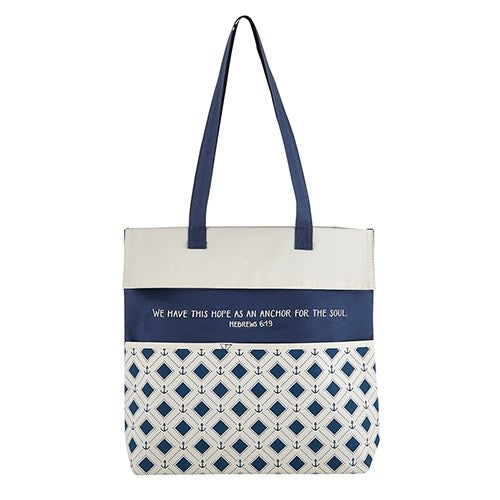 Tote Bag-Hope Is An Anchor Hebrews 6:19 (13.5"" X 14"" X 3.5""/Gusset)-Canvas