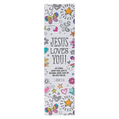 Bookmark-Notebook Doodles/Jesus Loves You 1 John 3:16 (Pack Of 10)