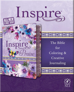 NLT Inspire Praise Bible-Purple Garden LeatherLike