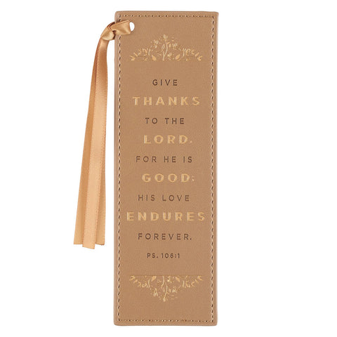 Bookmark-Faux Leather-Give Thanks Psalm 106:1